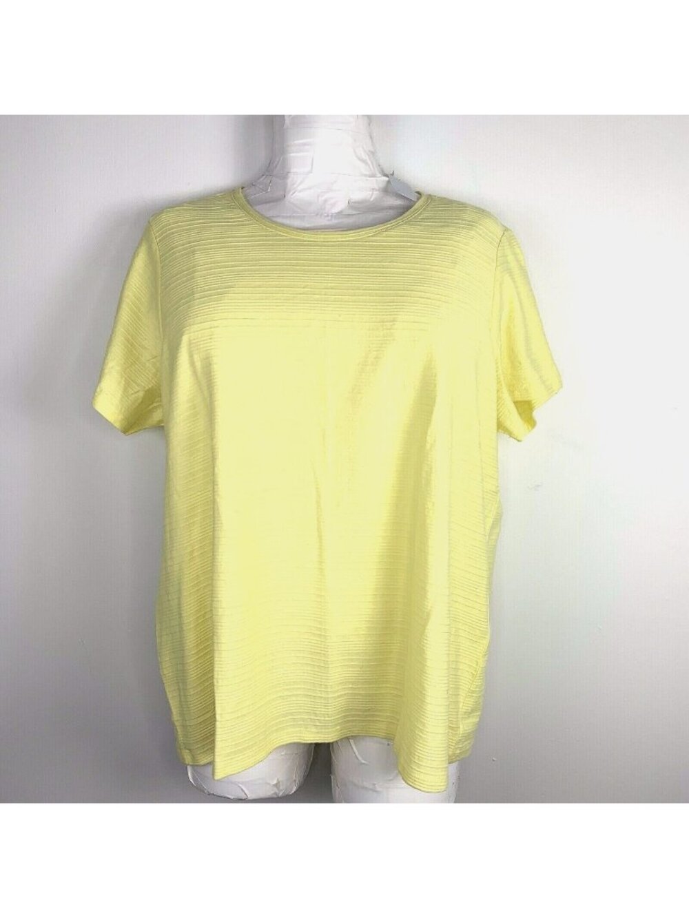 Laura Scott Womens Plus Lemonade Yellow Short Sleeve Crew Neck Tee 1X Cotton